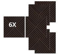 Lot de 6 panneaux effet slatwall revêtement mural plafond polymère plastique intérieur extérieur 60 x 60 cm emboîtement latéral coupable rigide décoratif marron moka et noir pvc carré tuile oblique