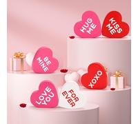 Lot de 6 panneaux en bois pour Saint-Valentin, décoration en forme de cœur, centre de table pour plateau à niveaux, maison, cuisine, salon rustique, étagère, mariage, fête (rouge, rose et blanc)