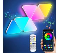 Lot de 6 panneaux lumineux triangulaires à DEL avec 6 ports de connexion, véritables lumières de jeu RGBIC pour configuration de jeu, appliques murales intelligentes pour chambre à coucher, contrôle