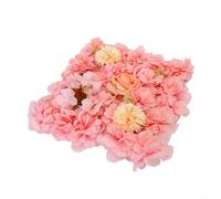 Lot de 6 panneaux muraux de fleurs artificielles 3D en soie rose et hortensia pour fête de mariage, décoration d'intérieur (rose clair)