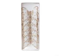 Lot de 6 papillons de Noël artificiels avec 6 décorations légères, parfaites pour un arbre, une couronne, une cheminée et des projets saisonniers faits à la main (doré)