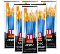 Lot de 6 Paquets de 60 pinceaux acryliques en Nylon pour Tous Les usages, Peinture à l'huile, Aquarelle, Kits Professionnels pour Artistes