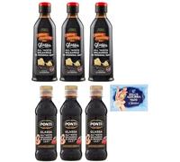 Lot de 6 paquets de test Monari Federzoni 300 g + Ponti 250 g Glassa all'Aceto Balsamico di Modena, crème glacée au vinaigre balsamique de Modène I.G.P. + 1 sachet de talc Felce Azzurra 100 g