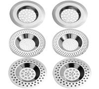 Lot de 6 passoires d'évier de cuisine, 3 tailles, attrape-cheveux pour douche, bouchon d'évier pour filtre de protection d'évacuation, filtre de bouchon de baignoire, tamis d'évier en métal