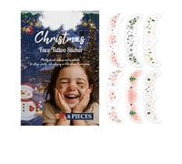 Lot de 6 patchs à paillettes pour maquillage du visage de Noël - Autocollants temporaires à paillettes pour artistes, jours à thème, filles, célébrations, photographie, danse