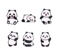 Lot de 6 patchs autocollants en tissu sur le thème des pandas avec dos adhésif réutilisable, parfaits pour chapeau, sac à dos, activités artisanales pour enfants