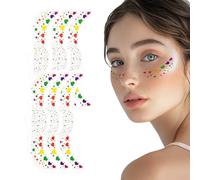Lot de 6 patchs de maquillage imperméables avec paillettes brillantes et cœurs résistants à la transpiration pour festivals, déguisements, réunions, concerts, usage quotidien