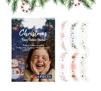 Lot de 6 patchs de maquillage temporaires pour le visage de Noël, autocollants temporaires à paillettes pour artistes, jours à thème, filles, fêtes, photographie, danse