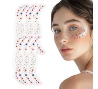 Lot de 6 patchs d'été à paillettes - Patchs de maquillage - Taches de rousseur - Autocollants Star Heart Freckle - Étoile douce pour la peau et taches d'été à paillettes pour collectionner une pièce