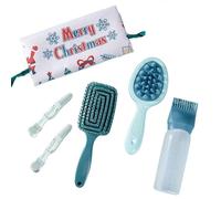 Lot de 6 peignes à cheveux de Noël avec bouteille de shampooing, peigne de coiffure, peigne de coiffure, peigne de massage double face pour cuir chevelu