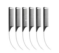 Lot de 6 peignes à queue pointue et incurvée de couleur bonbon, parfaits for coiffer les perruques, réaliser des séparations, des tresses, des colorations et des mèches.(Black-6PCS)