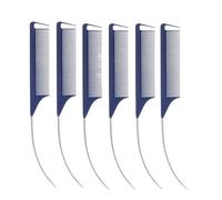 Lot de 6 peignes à queue pointue et incurvée de couleur bonbon, parfaits for coiffer les perruques, réaliser des séparations, des tresses, des colorations et des mèches.(Blue-6PCS)