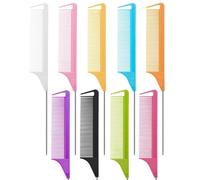 Lot de 6 peignes à queue pointue pour salon de coiffure - Brosse à cheveux en acier - Qualité supérieure pour homme et femme - 9 pièces de couleurs mélangées