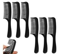 Lot de 6 peignes démêlants, peigne démêlant à double dent, démêlant en plastique de 8 x 2 pouces, peignes noirs unisexes pour femmes et hommes, portables pour la coiffure, la maison, le démêlage en
