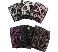 lot de 6 peignes magiques pour femmes, accessoires, peigne double extensible, pinces à cheveux élastiques réglables pour cheveux épais, bouclés, fins