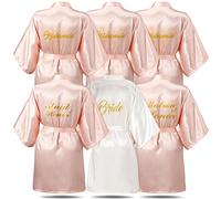 Lot de 6 peignoirs pour la mariée et les demoiselles d’honneur, pour fête prénuptiale, à offrir, taille unique