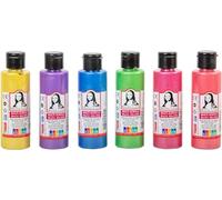 Lot de 6 peintures acryliques métalliques pour enfants et adultes, 6 couleurs de 60 ml chacune, hautement pigmentées et lumineuses, pour toile, bois, pierre, papier, métal (couleurs métalliques)