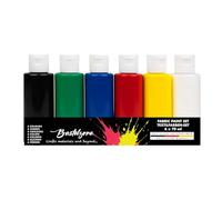 Lot de 6 peintures textiles résistantes au lavage pour tissus clairs - Idéal pour la peinture sur t-shirts, la décoration textile, les sacs, les coussins (6 couleurs x 60 ml)