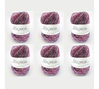 Lot de 6 pelotes de fil de laine Superwash Rigmor by Permin (22 rose/cobalt)