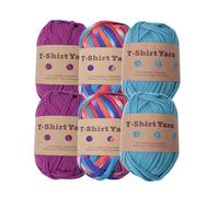 Lot de 6 pelotes de fil épais pour t-shirt, tissu élastique et épais, pour loisirs créatifs, sacs, couvertures, coussins, projets de crochet (style C)