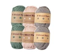 Lot de 6 pelotes de fil épais pour t-shirt, tissu élastique et épais, pour loisirs créatifs, sacs, couvertures, coussins, projets de crochet (style F)