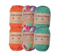 Lot de 6 pelotes de fil épais pour t-shirt, tissu élastique et épais, pour loisirs créatifs, sacs, couvertures, coussins, projets de crochet (style B)