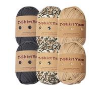 Lot de 6 pelotes de fil épais pour t-shirt, tissu élastique et épais, pour loisirs créatifs, sacs, couvertures, coussins, projets de crochet (style L)