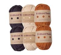 Lot de 6 pelotes de fil épais pour t-shirt, tissu élastique et épais, pour loisirs créatifs, sacs, couvertures, coussins, projets de crochet (style J)