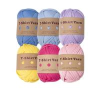 Lot de 6 pelotes de fil épais pour t-shirt, tissu élastique et épais, pour loisirs créatifs, sacs, couvertures, coussins, projets de crochet (style M)