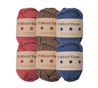 Lot de 6 pelotes de fil épais pour t-shirt, tissu élastique et épais, pour loisirs créatifs, sacs, couvertures, coussins, projets de crochet (style E)