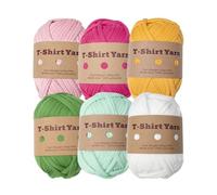 Lot de 6 pelotes de fil épais pour t-shirt, tissu élastique et épais, pour loisirs créatifs, sacs, couvertures, coussins, projets de crochet (style N)