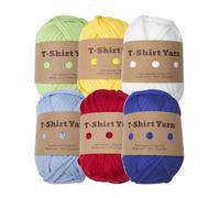 Lot de 6 pelotes de fil épais pour t-shirt, tissu élastique et épais, pour loisirs créatifs, sacs, couvertures, coussins, projets de crochet (style O)