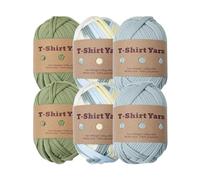 Lot de 6 pelotes de fil épais pour t-shirt, tissu élastique et épais, pour loisirs créatifs, sacs, couvertures, coussins, projets de crochet (style I)