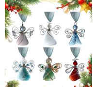 Lot de 6 pendentifs de Noël en verre de mer - Décorations en acrylique 2D pour sapin de Noël - Pour le lieu de travail, la chambre à coucher, la cuisine, l'entrée et l'appartement