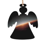 Lot de 6 pendentifs en bois en forme d'ange de Noël - Motif d'aube radieuse exquis pour arbre d'escalier et cheminée