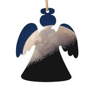 Lot de 6 pendentifs en bois en forme d'ange de Noël - Motif exquis demi-lune pour escalier d'arbre et cheminée