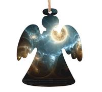 Lot de 6 pendentifs en bois en forme d'ange de Noël - Motif tempête Quasar exquis pour escalier d'arbre et cheminée