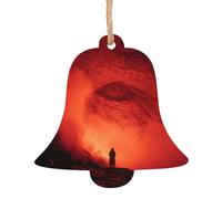 Lot de 6 pendentifs en bois en forme de cloche de Noël - Motif ciel étrange exquis pour escalier d'arbre et cheminée