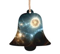 Lot de 6 pendentifs en bois en forme de cloche de Noël - Motif tempête Quasar exquis pour escalier d'arbre et cheminée