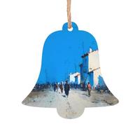 Lot de 6 pendentifs en bois en forme de cloche de Noël - Motifs exquis de chemins d'embrasses pour arbres d'escalier et cheminée