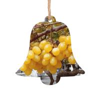 Lot de 6 pendentifs en bois en forme de cloche de Noël - Motifs exquis de raisins doux pour arbre d'escalier et cheminée