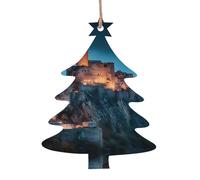 Lot de 6 pendentifs en bois en forme de sapin de Noël - Motifs exquis de vallées pour escaliers d'arbre et cheminée