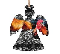 Lot de 6 pendentifs en bois pour sapin de Noël avec motif coq de poule, décoration extérieure