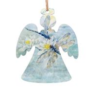Lot de 6 pendentifs en bois pour sapin de Noël en forme d'anges et de libellules