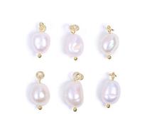 Lot de 6 Pendentifs en perles d'eau douce baroques pour collier bracelet boucles d'oreilles fabrication de bijoux plaqué or 14 carats perle pour l'artisanat breloques pour femmes filles, or 8mm