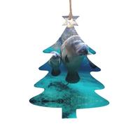 Lot de 6 pendentifs pour sapin de Noël en bois avec motif lamantins des Antilles