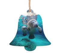 Lot de 6 pendentifs pour sapin de Noël en bois avec motif lamantins des Antilles