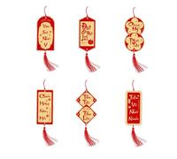 Lot de 6 pendentifs vietnamiens, nœud du Nouvel an vietnamien, décoration d'arbre - Pendentifs Porte-Bonheur 2025, Ornements décoratifs Porte-Bonheur avec Corde pour Arbre de Maison du