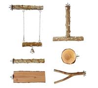 Lot de 6 perchoirs en bois naturel pour perroquets - Accessoires pour cage à oiseaux
