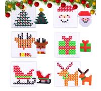 Lot de 6 perles à repasser de Noël, modèles de perles à repasser, parfaites pour les cadeaux, les vacances ou pour le bricolage - Super plaisir de bricolage même pour Noël
